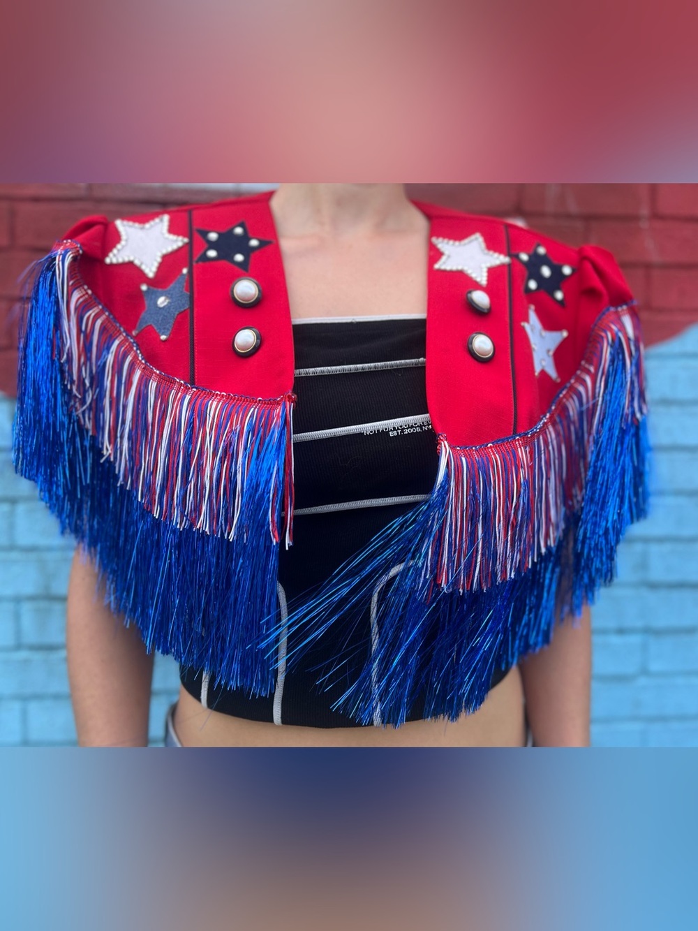 Red, White & Blue Fringe Caplet